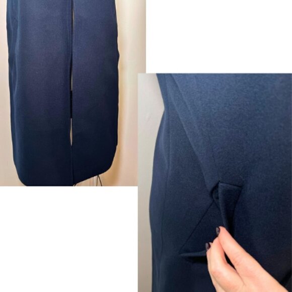 EQUIPMENT Ink Blue Garner Italian Wool Long Blazer Vest Size 6 - Picture 8 of 12